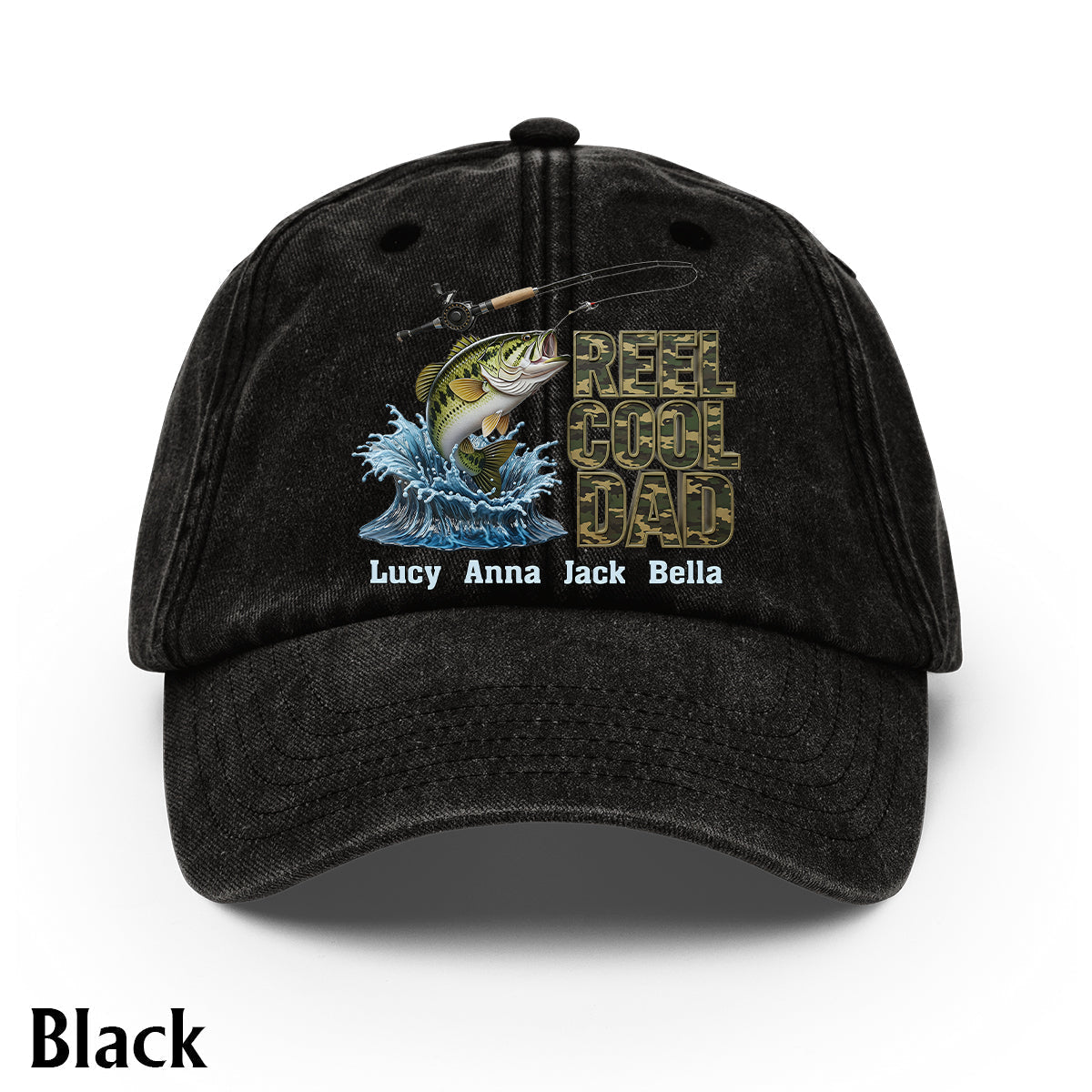 Papa cool - Casquette en jean délavé personnalisée pour la pêche