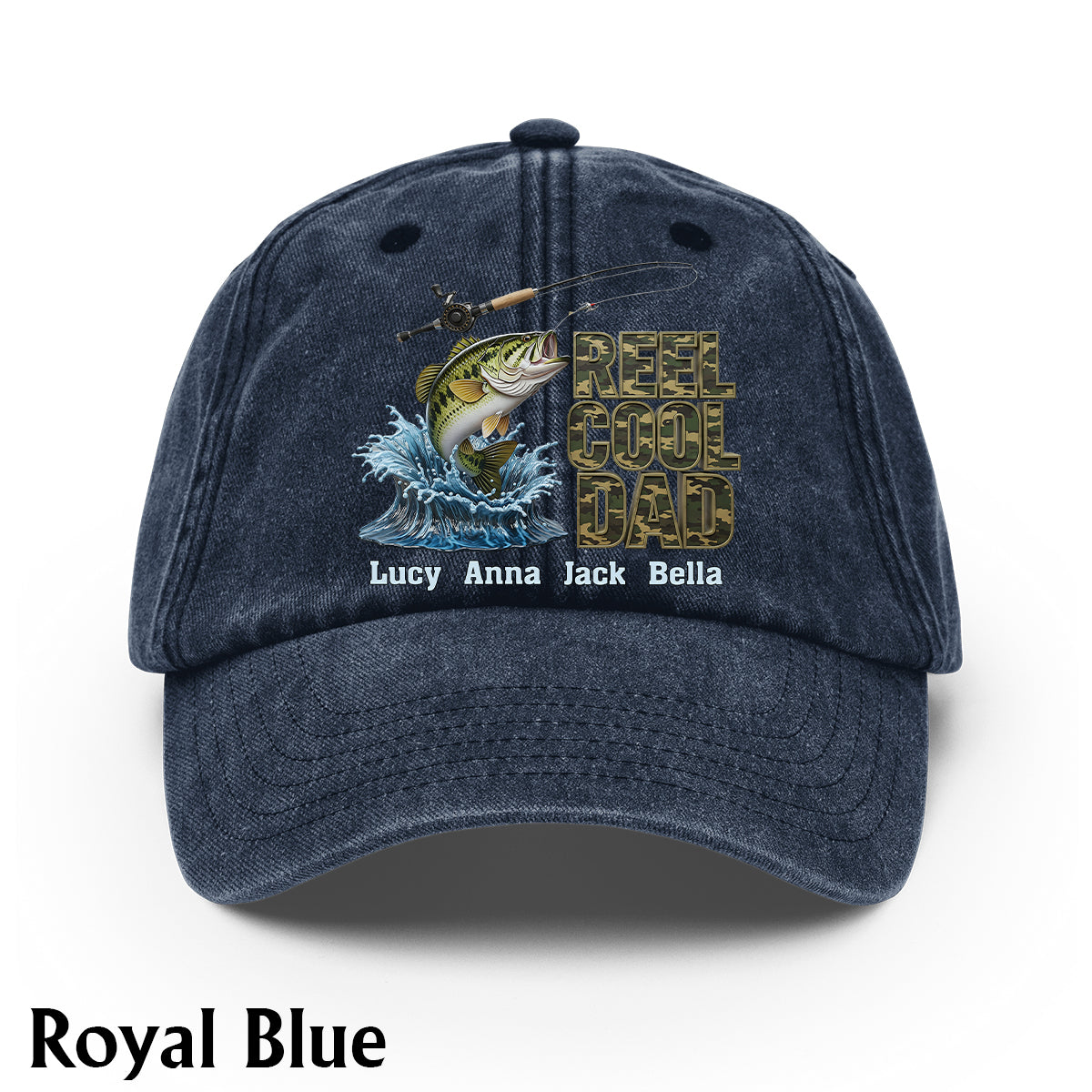 Papa cool - Casquette en jean délavé personnalisée pour la pêche