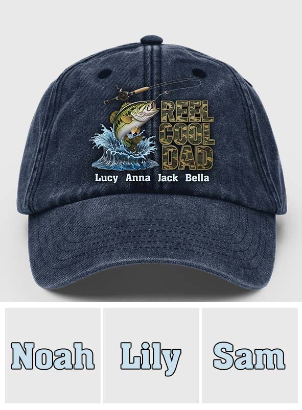 Papa cool - Casquette en jean délavé personnalisée pour la pêche