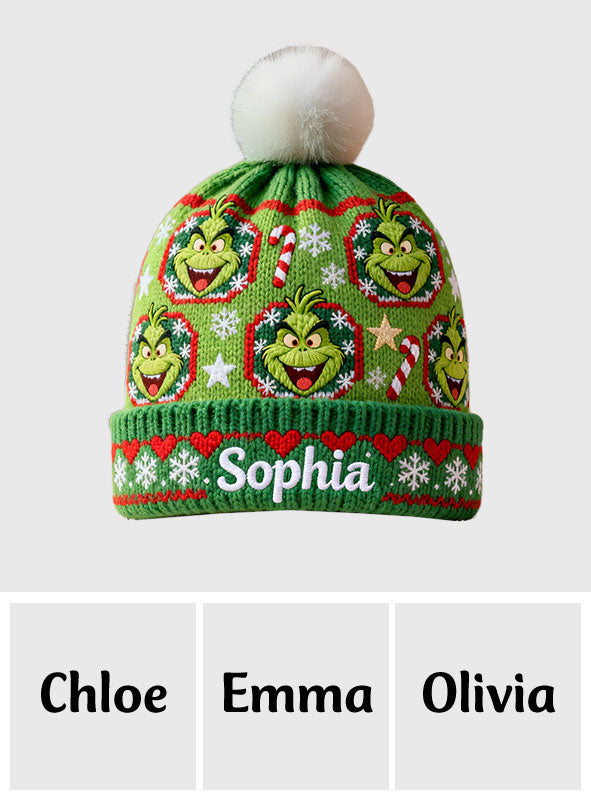 Joyeux Grinchmass - Bonnet de Noël personnalisé avec étole
