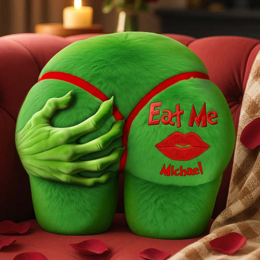 Cadeau de Noël amusant pour couple - Étole de Noël personnalisée et coussin en fausse fourrure en forme d'oreiller