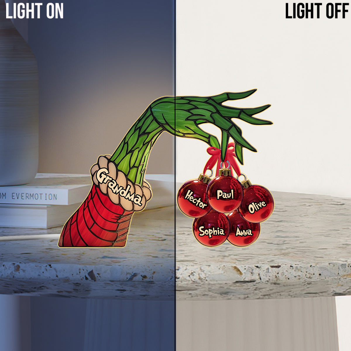 Joyeux Noël - Veilleuse LED personnalisée en acrylique avec étole de Noël