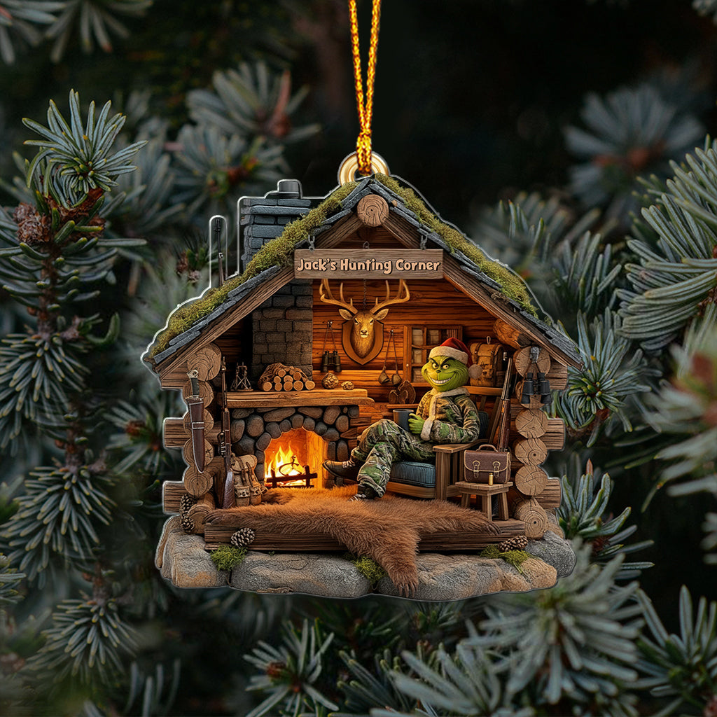 Grumpy Hunter's Cabin - Personalized Hunting Ornament