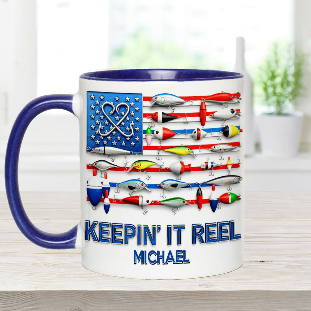 Mug personnalisé « Keepin' It Reel » sur le thème de la pêche