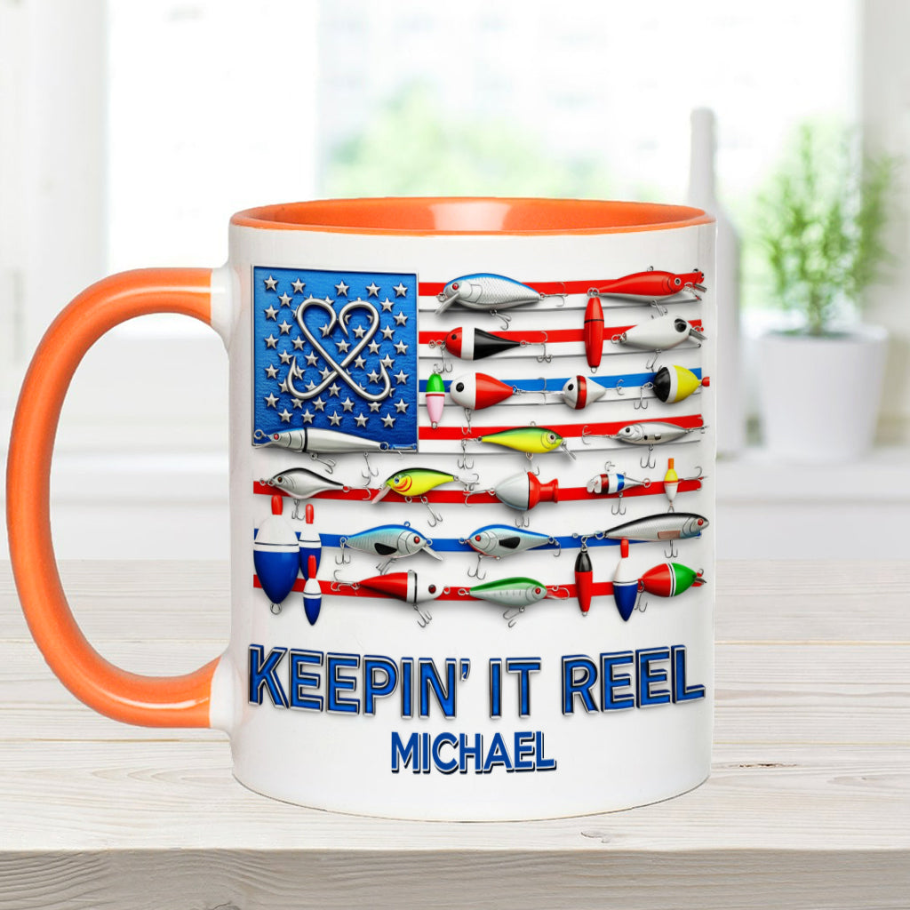 Mug personnalisé « Keepin' It Reel » sur le thème de la pêche