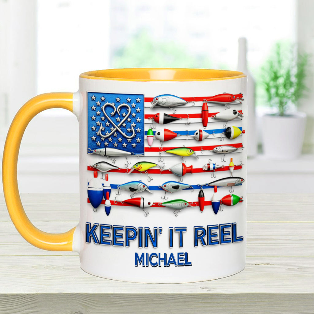 Mug personnalisé « Keepin' It Reel » sur le thème de la pêche