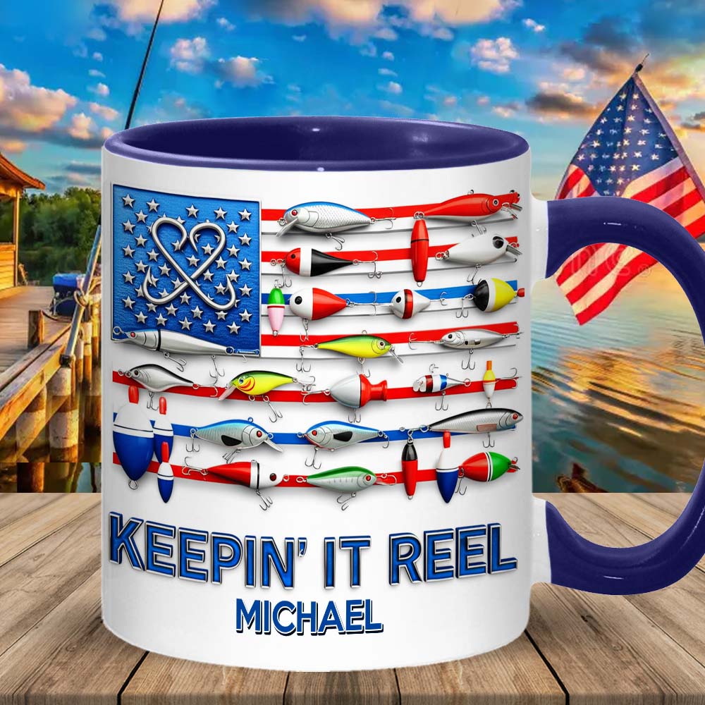 Mug personnalisé « Keepin' It Reel » sur le thème de la pêche