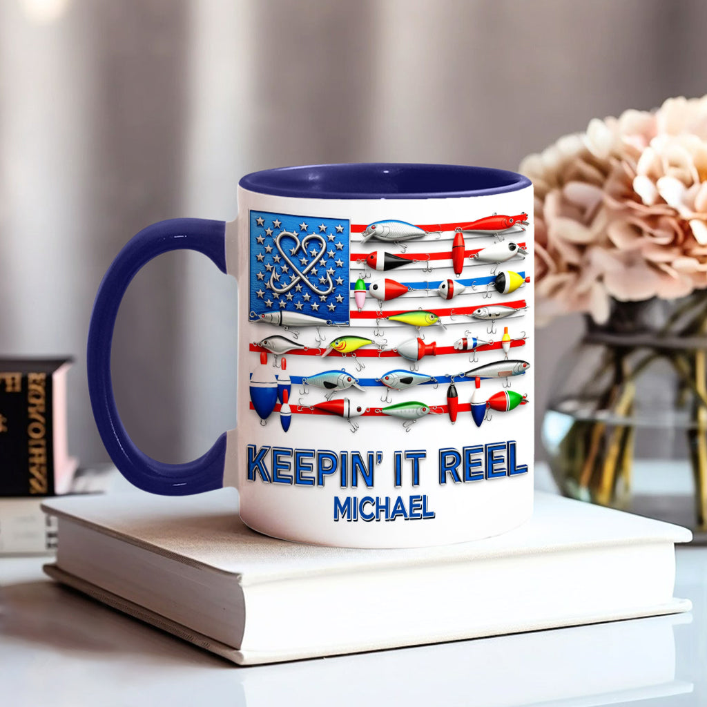 Mug personnalisé « Keepin' It Reel » sur le thème de la pêche