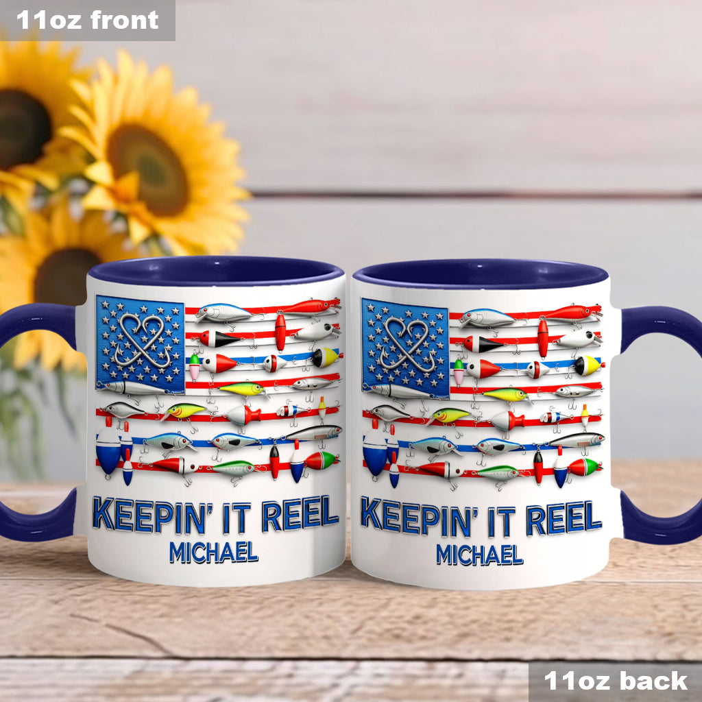 Mug personnalisé « Keepin' It Reel » sur le thème de la pêche