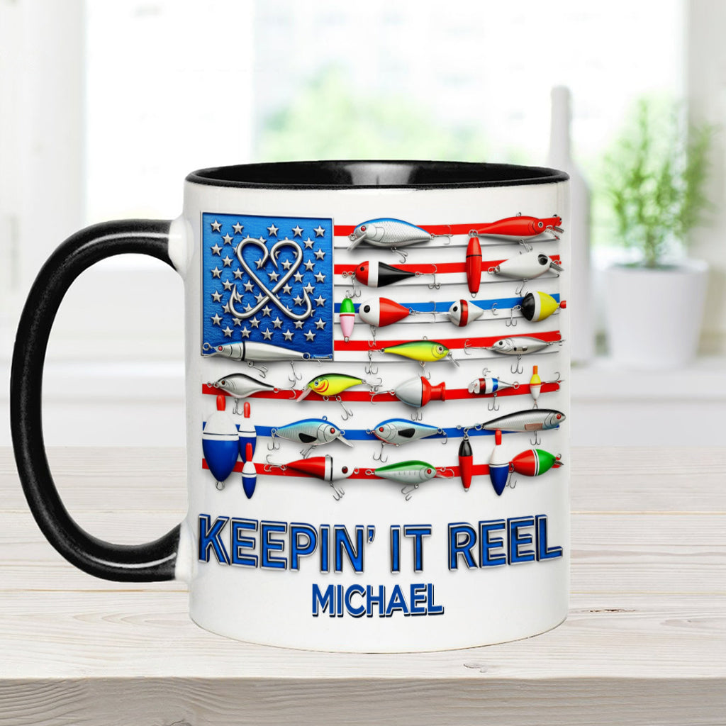 Mug personnalisé « Keepin' It Reel » sur le thème de la pêche
