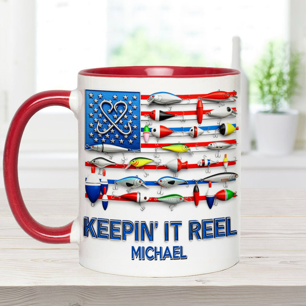 Mug personnalisé « Keepin' It Reel » sur le thème de la pêche
