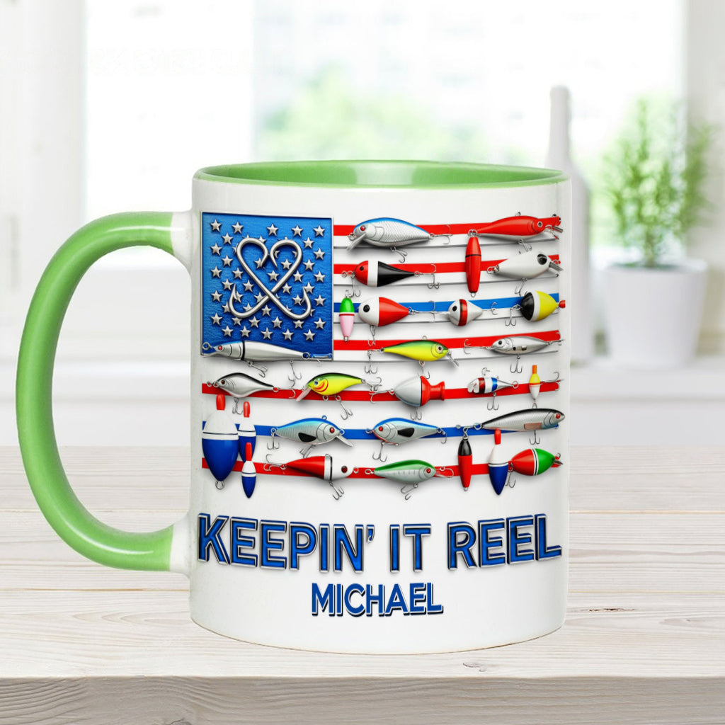 Mug personnalisé « Keepin' It Reel » sur le thème de la pêche