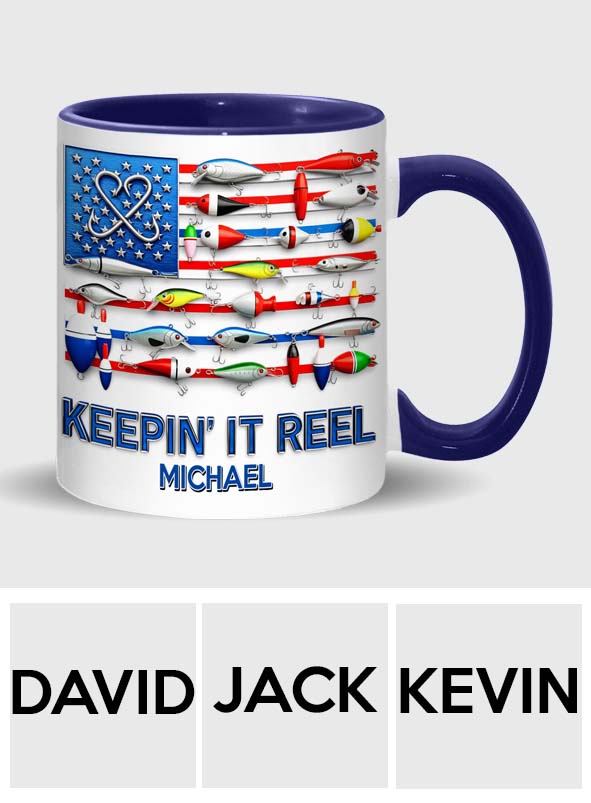 Mug personnalisé « Keepin' It Reel » sur le thème de la pêche