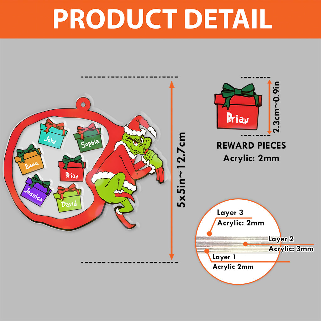 Grichmas 2025 - Personalized Stole Christmas 3 Layered Shaker Ornament