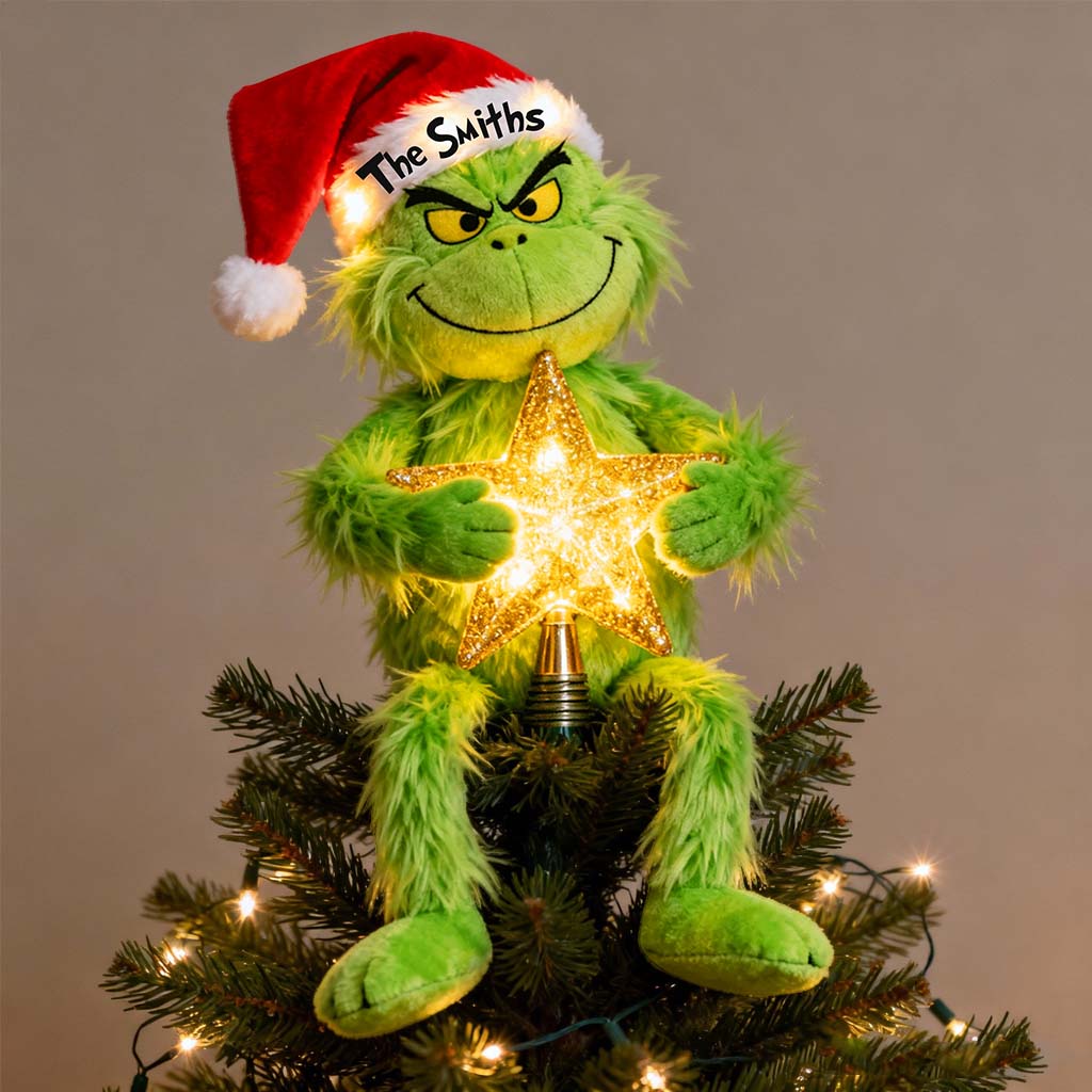 Merry Grinchmas - Personalized Stole Christmas LED Light Tree Topper