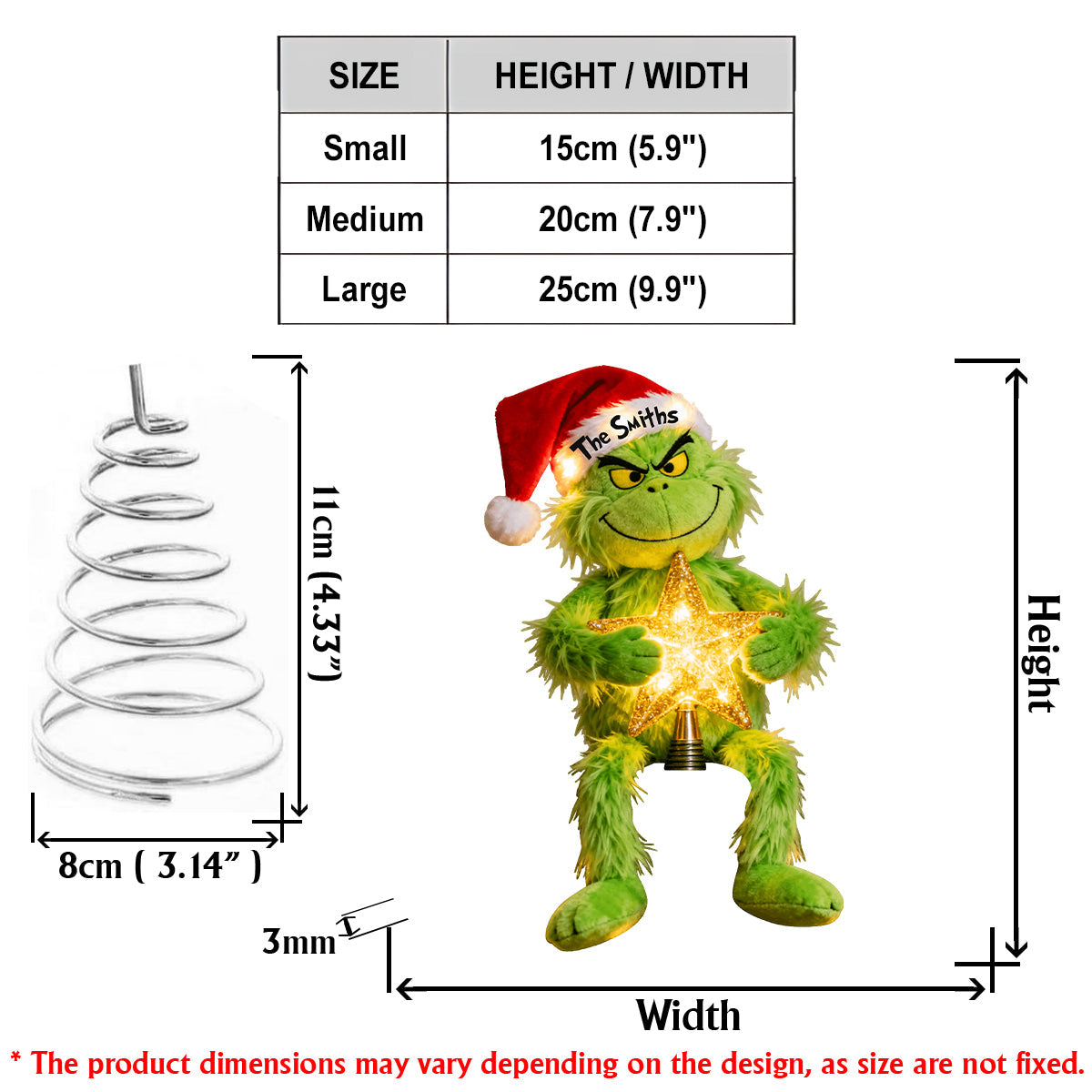 Merry Grinchmas - Personalized Stole Christmas LED Light Tree Topper