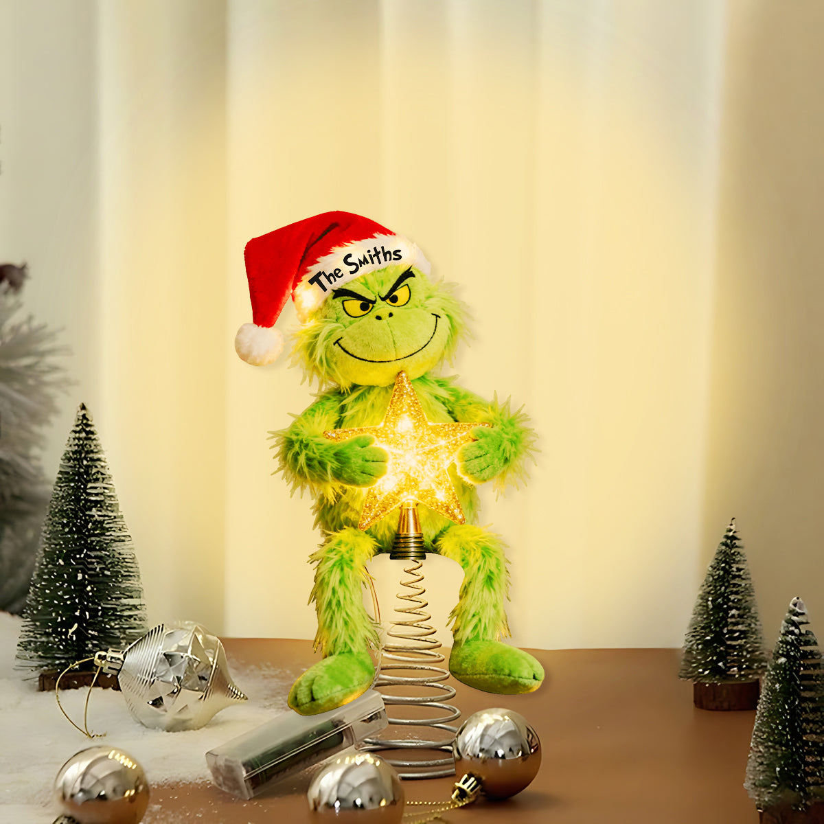 Merry Grinchmas - Personalized Stole Christmas LED Light Tree Topper