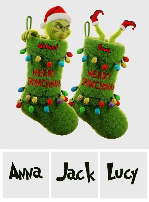 Joyeux Grinchmas - Chaussette de Noël personnalisée en forme d'étole