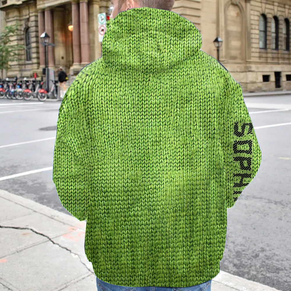 Joyeux Grinchmas - Étole de Noël personnalisée à capuche gaufrée