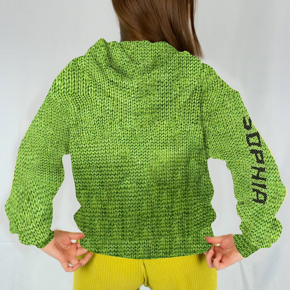 Joyeux Grinchmas - Étole de Noël personnalisée à capuche gaufrée