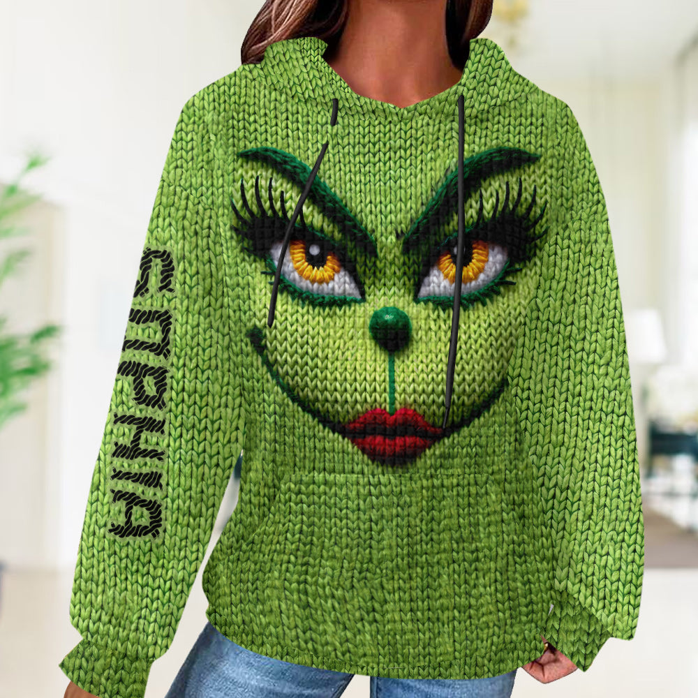 Joyeux Grinchmas - Étole de Noël personnalisée à capuche gaufrée