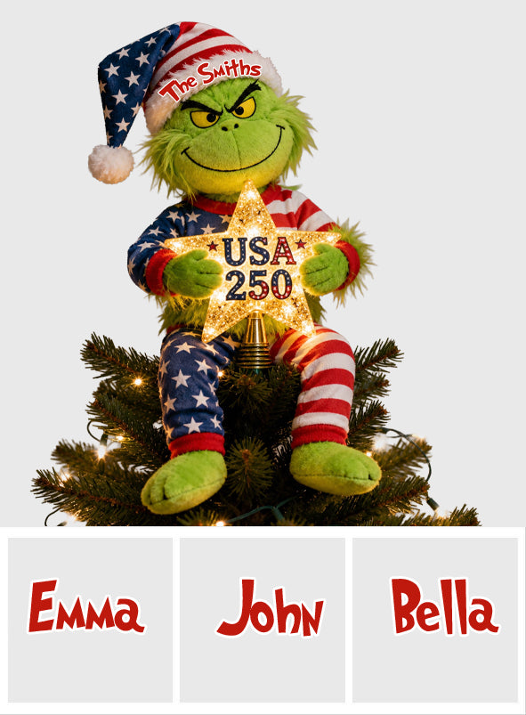 250 USA - Personalized Stole Christmas LED Light Tree Topper