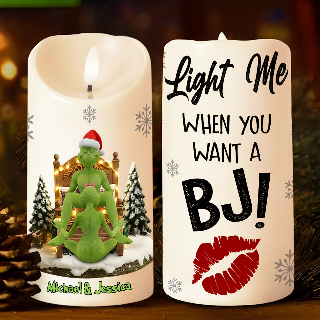 Noël en couple - Cadeau Grinchmas - Étole de Noël personnalisée avec bougie sans flamme