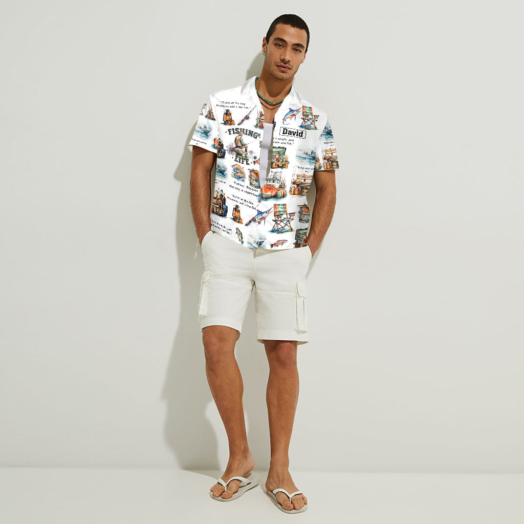 J'adore la pêche - Chemise hawaïenne de pêche personnalisée