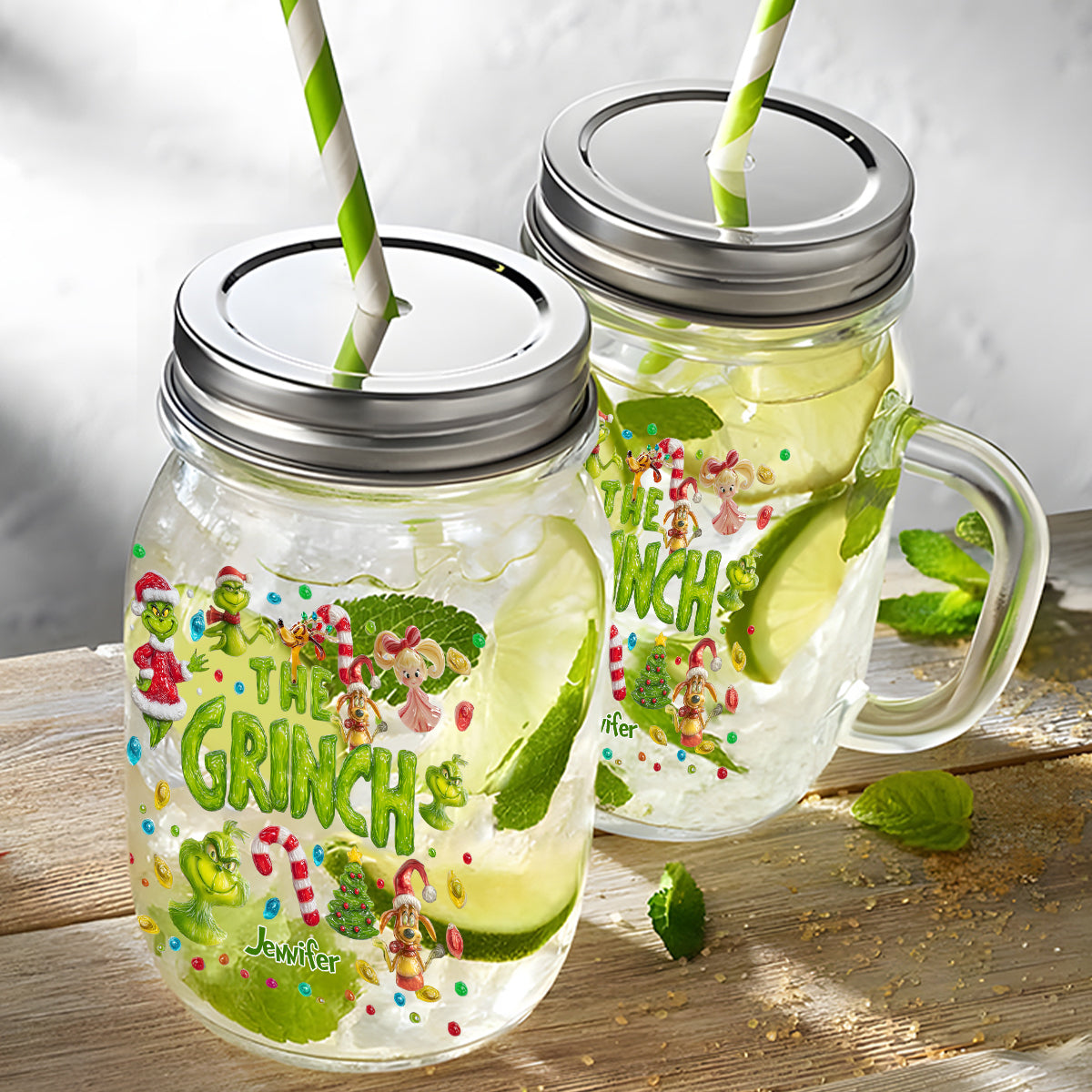 Joyeux Noël Vert - Étole de Noël personnalisée pour bocal Mason