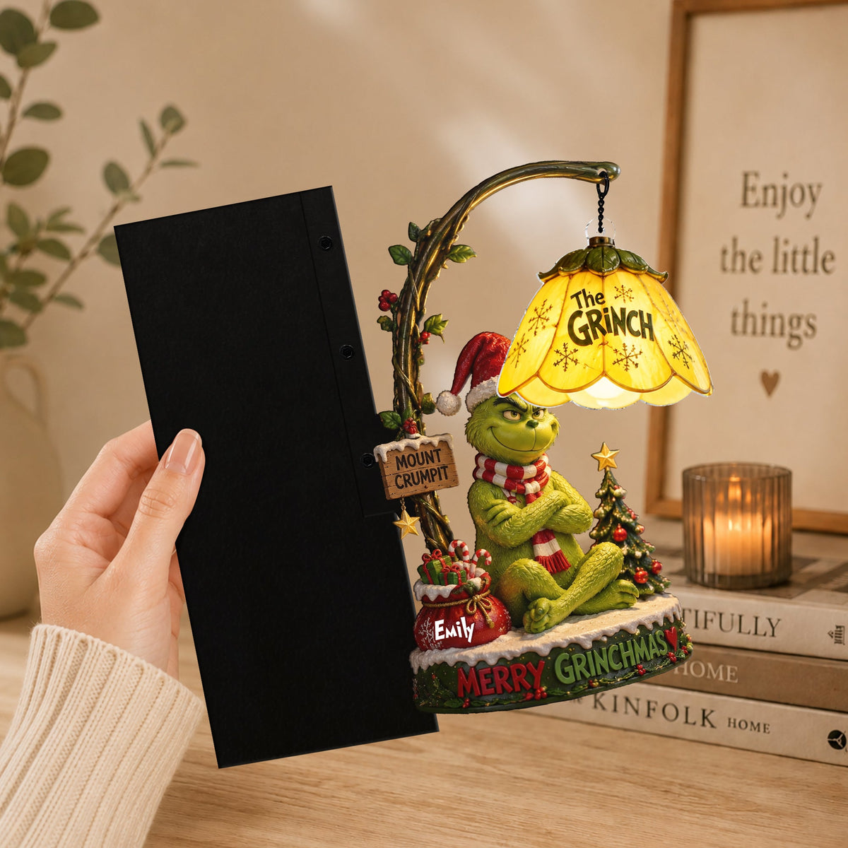 Merry Grinchmas - Personalized Stole Christmas Bookshelf Lamp