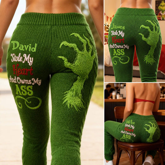 He Stole My Heart And Owns My Ass - Personalized Stole Christmas Leggings