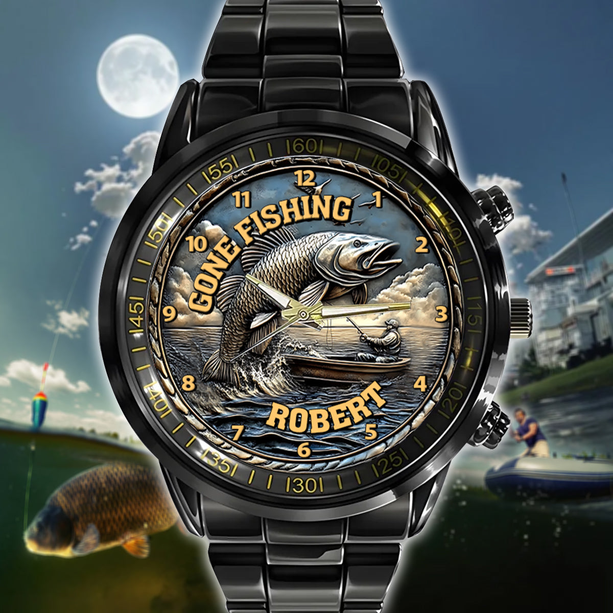 Partie de pêche - Montre-bracelet de pêche personnalisée