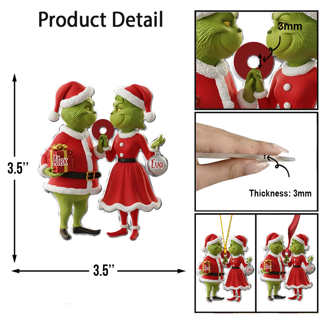 Couple Gift Merry Grinchmas - Personalized Stole Christmas Custom Shaped Ornament
