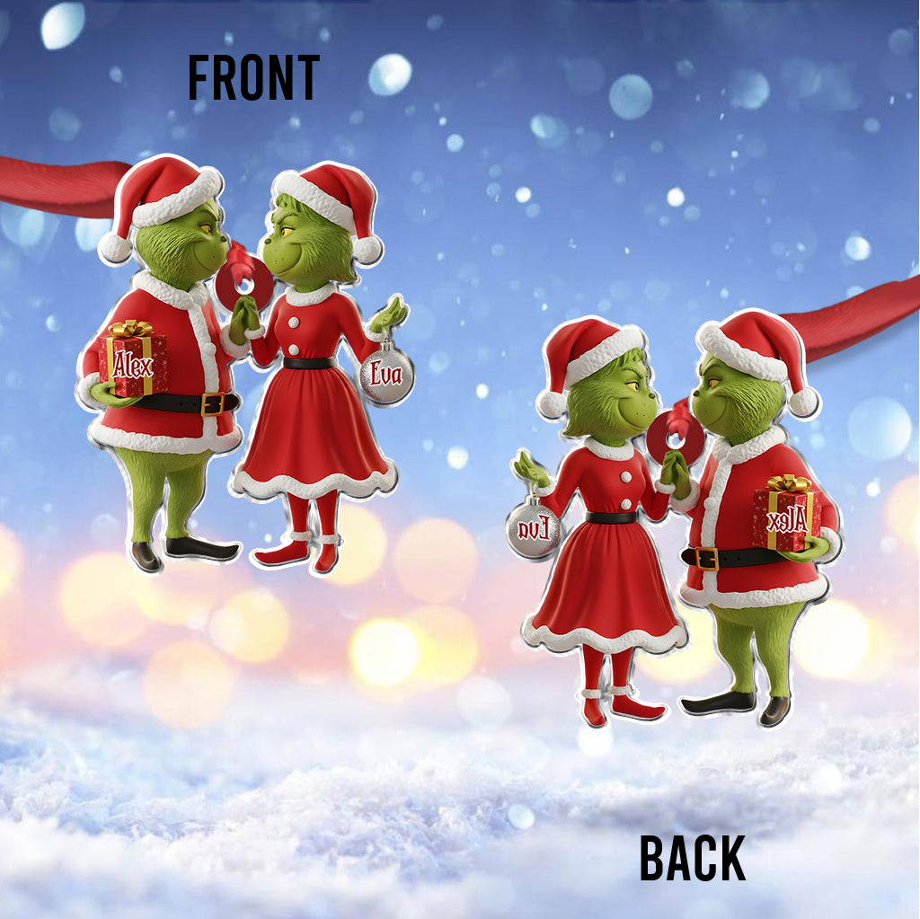 Couple Gift Merry Grinchmas - Personalized Stole Christmas Custom Shaped Ornament