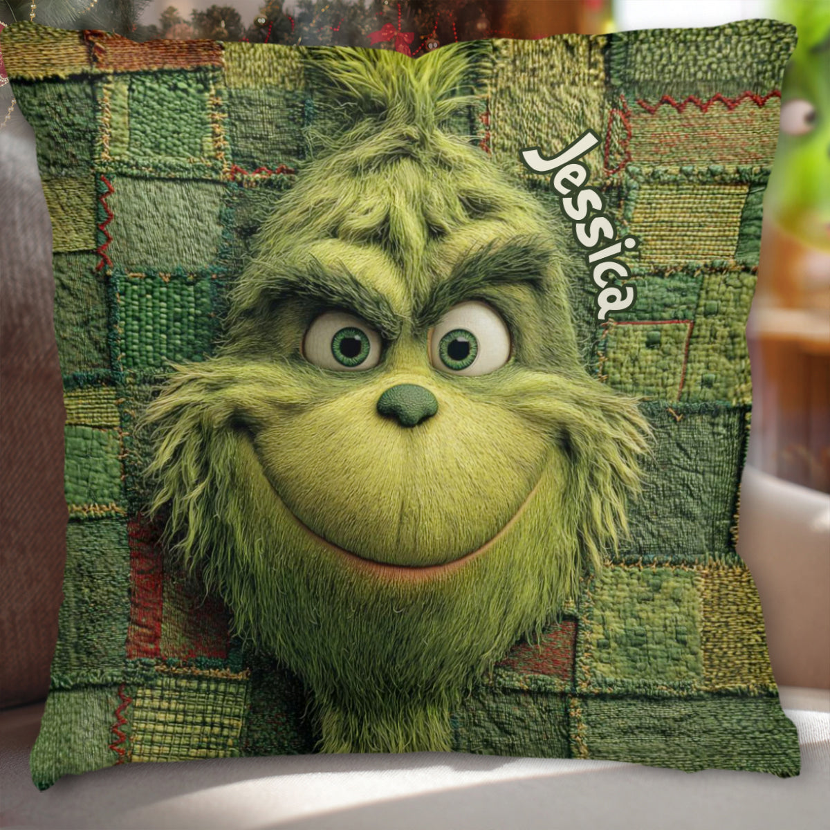 Coussin décoratif Green Christmas - Étole de Noël personnalisée