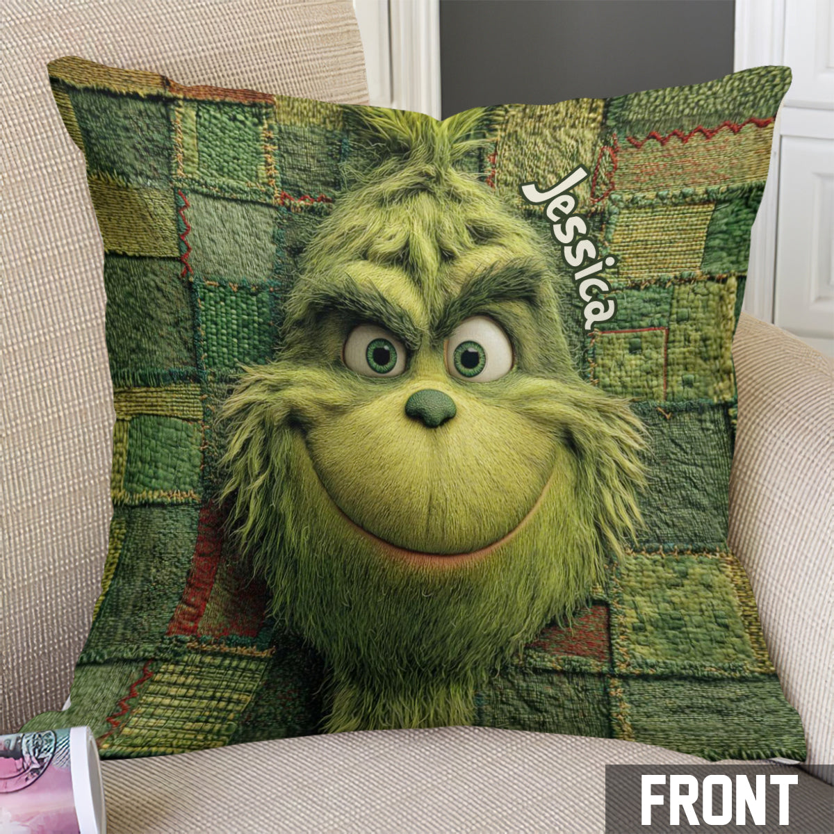 Coussin décoratif Green Christmas - Étole de Noël personnalisée