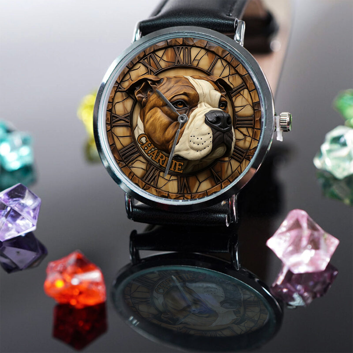Montre-bracelet personnalisée pour chien American Staffordshire Terrier courageux