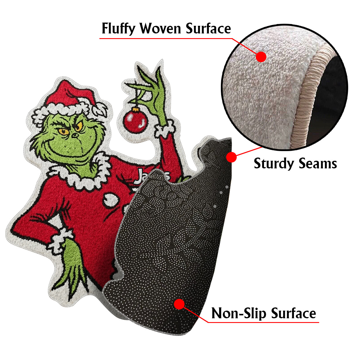 Joyeux Noël - Étole de Noël personnalisée Tapis touffeté antidérapant