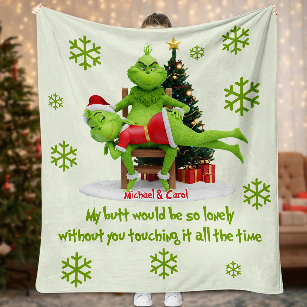 My Butt Would Be So Lonely Green Naughty - Personalized Couple Blanket