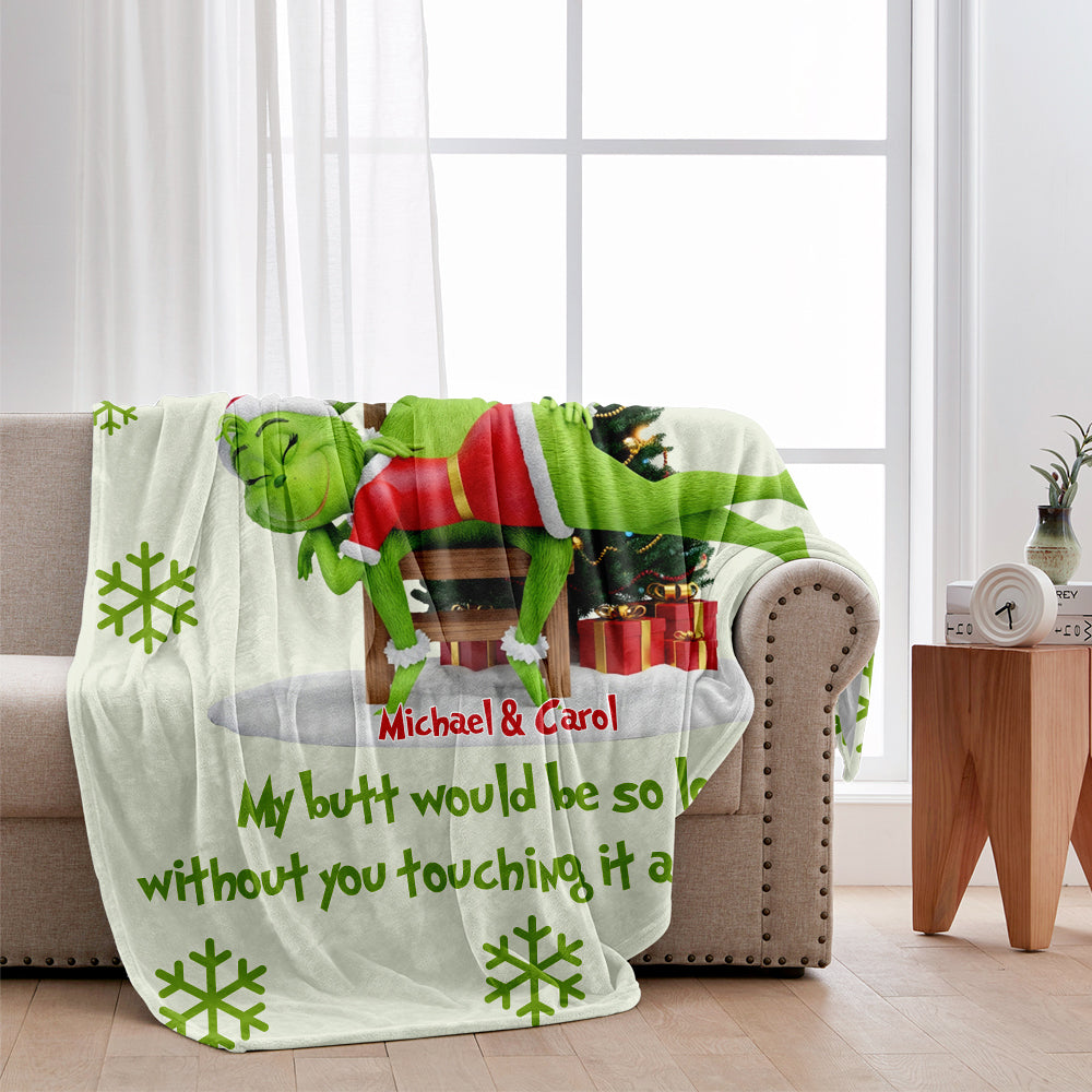 My Butt Would Be So Lonely Green Naughty - Personalized Couple Blanket