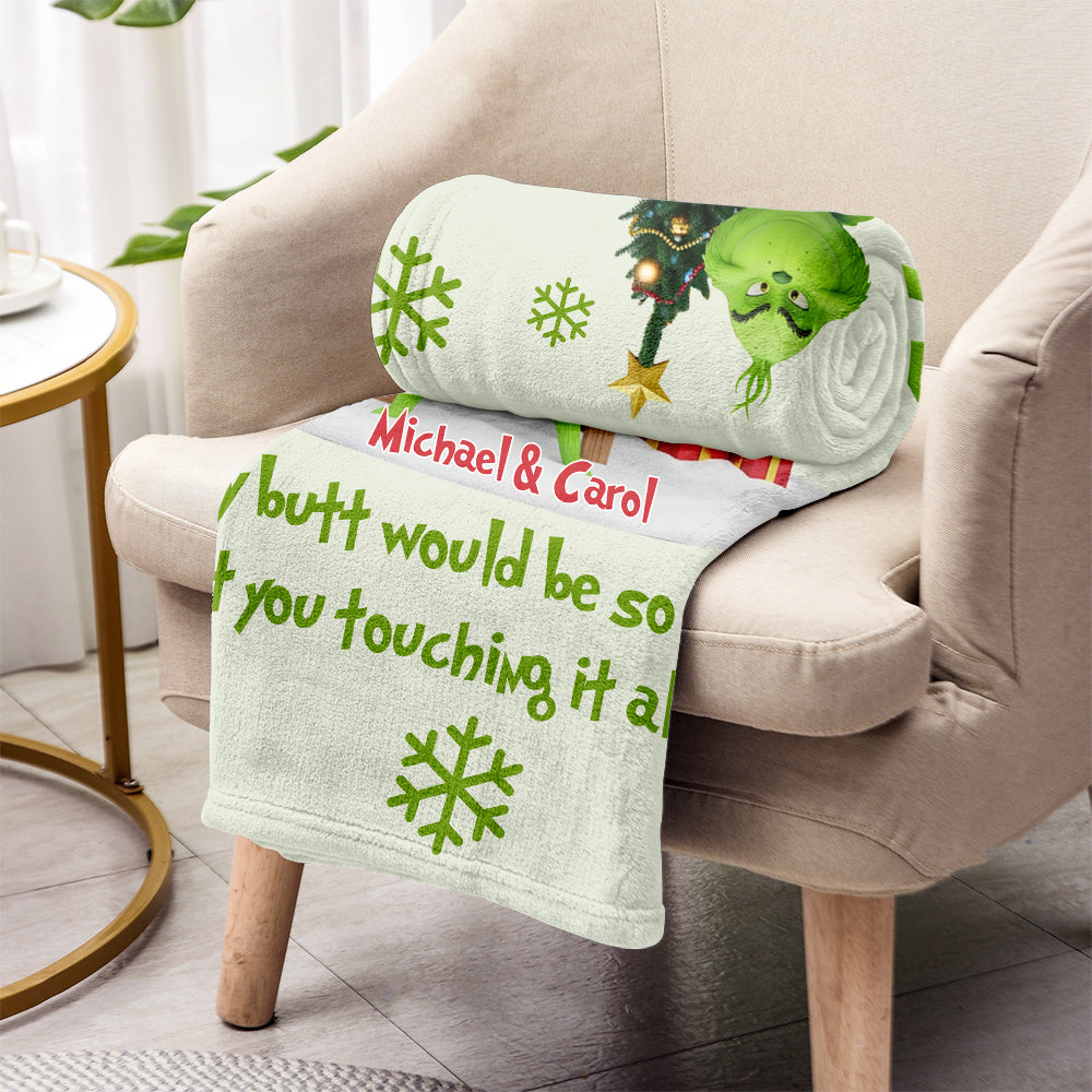My Butt Would Be So Lonely Green Naughty - Personalized Couple Blanket