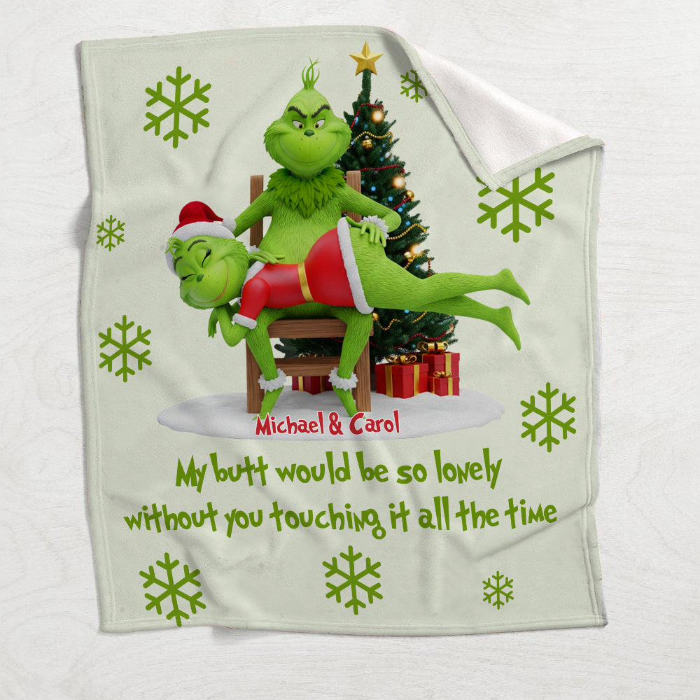 My Butt Would Be So Lonely Green Naughty - Personalized Couple Blanket
