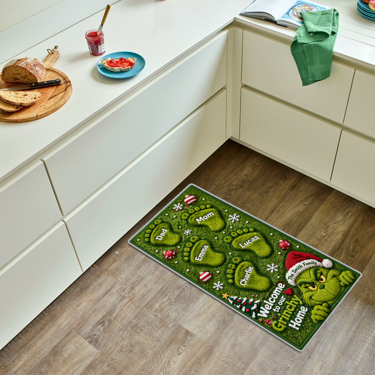 Welcome To Our Grinchy Family - Personalized Stole Christmas Non-Slip Tufted Rug