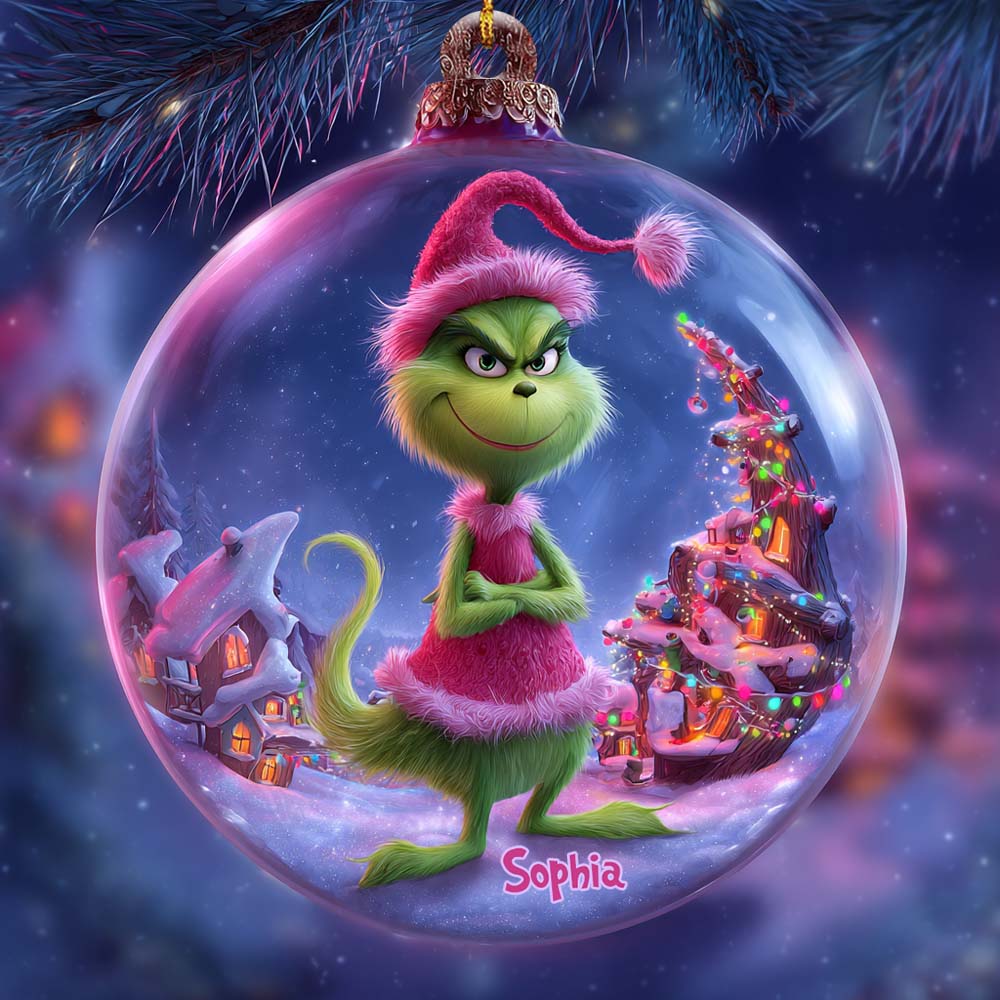 Pink Grinchmas - Personalized Stole Christmas Ornament