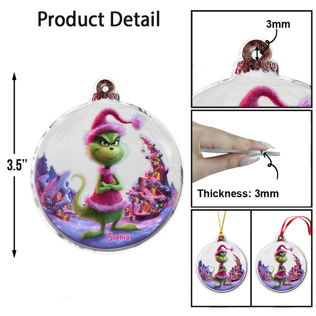 Pink Grinchmas - Personalized Stole Christmas Ornament