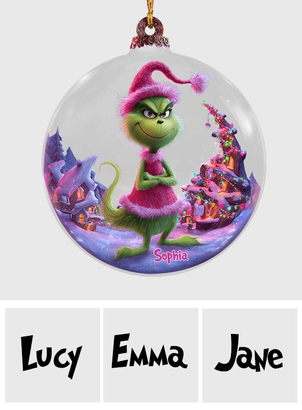 Pink Grinchmas - Personalized Stole Christmas Ornament