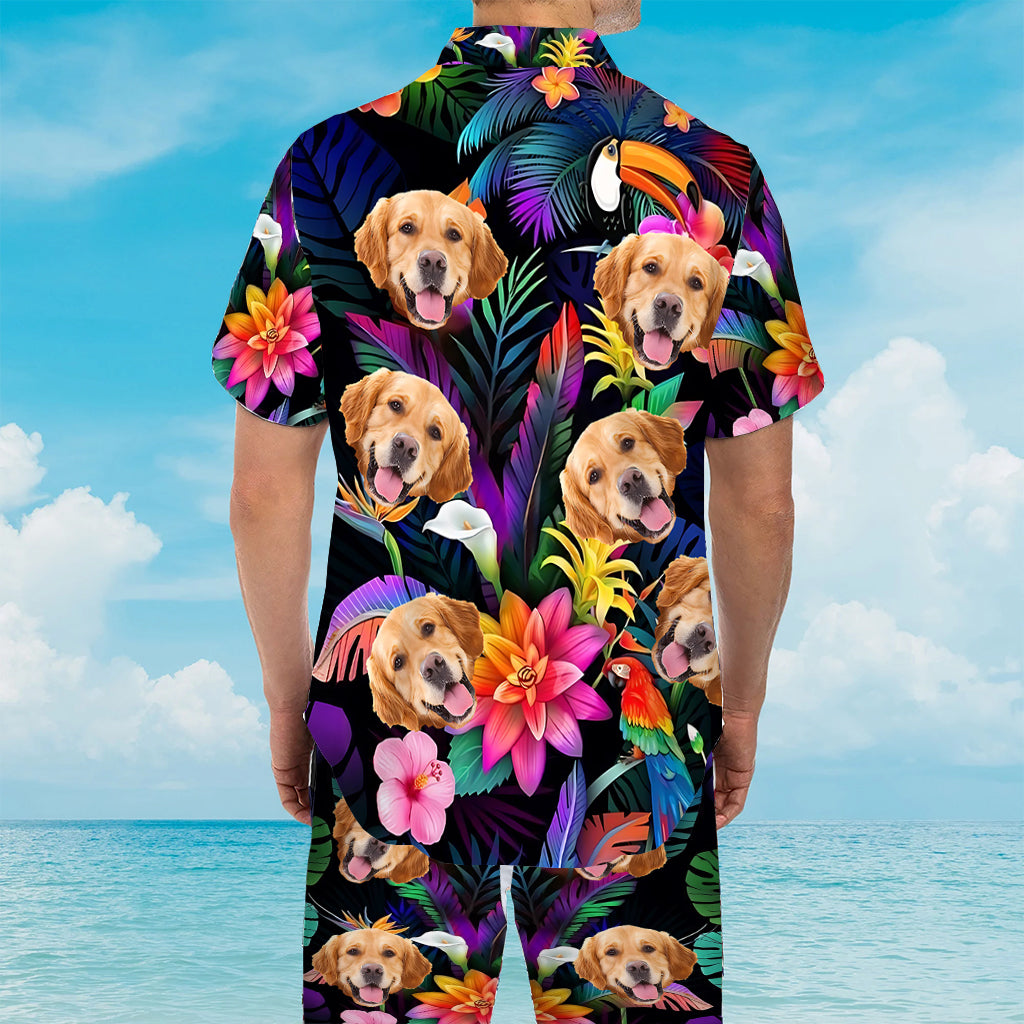 Chemise hawaïenne à fleurs personnalisée pour chien et short pour homme