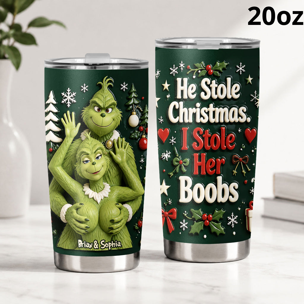 Naughty Couple Grinchmas - Personalized Stole Christmas Tumbler