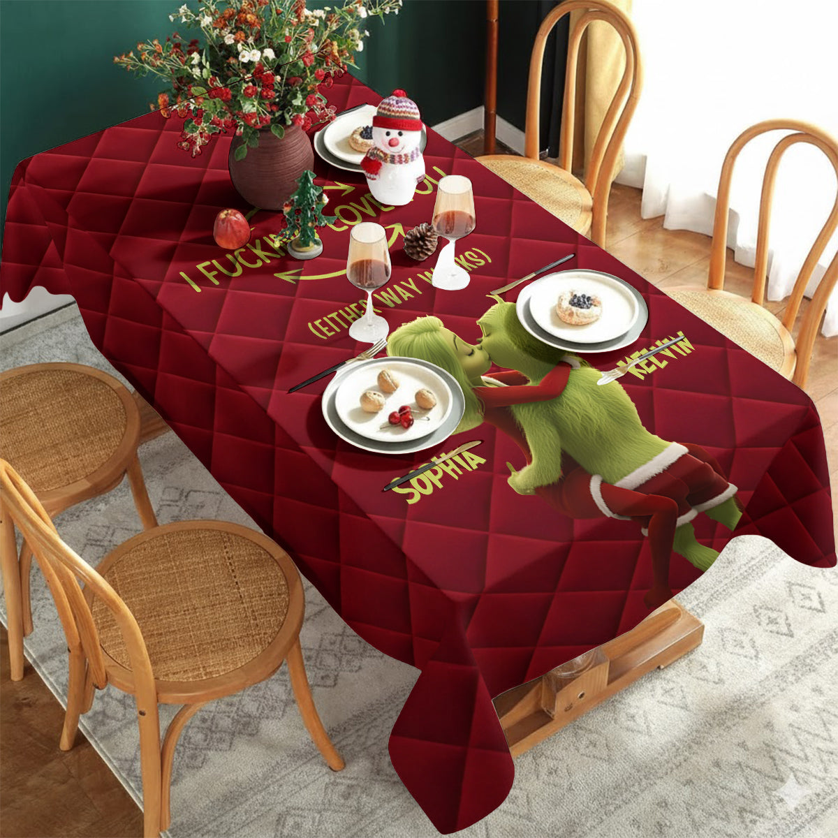 Je t'aime - Nappe de Noël personnalisée avec étole