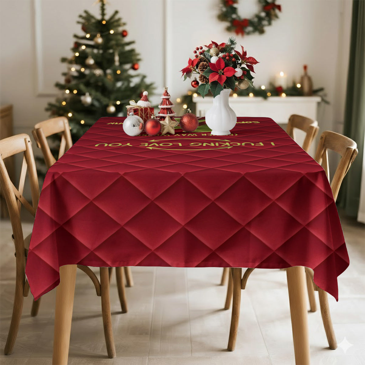 Je t'aime - Nappe de Noël personnalisée avec étole